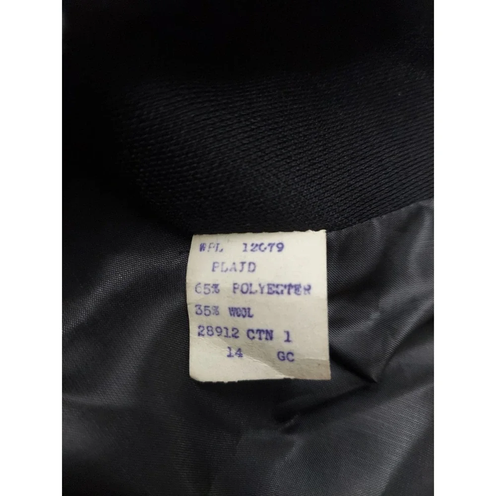 Vintage Vest Womens 14 Tan Black Plaid Reversible Union Made 5 Button Wool Blend